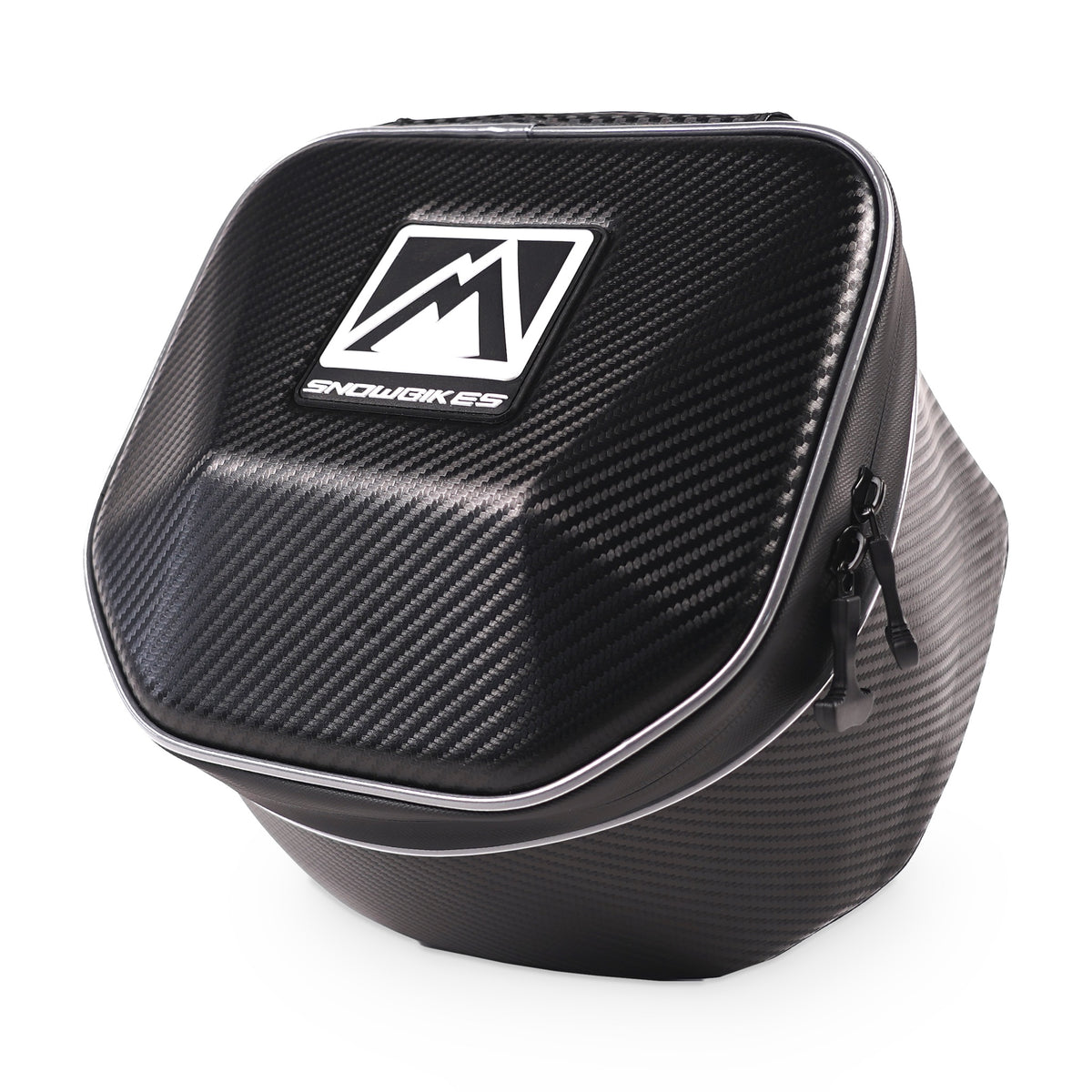 MTN.TOP Tunnel Bag with carbon fiber texture upholstery and MTN.TOP logo, front view