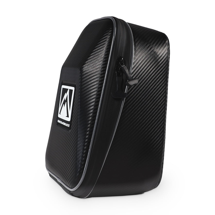 MTN.TOP Frame Bag side angle view with carbon fiber texture finish