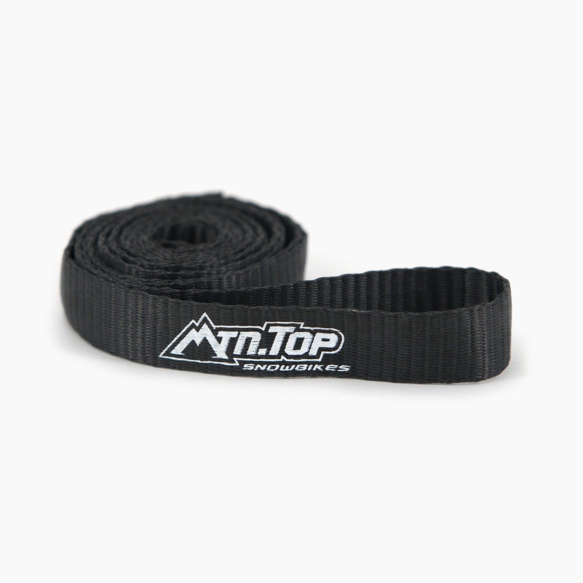 MTN.TOP Pull strap for snowbikes, shown coiled