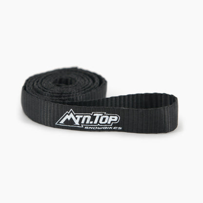 MTN.TOP Pull strap for snowbikes, shown coiled
